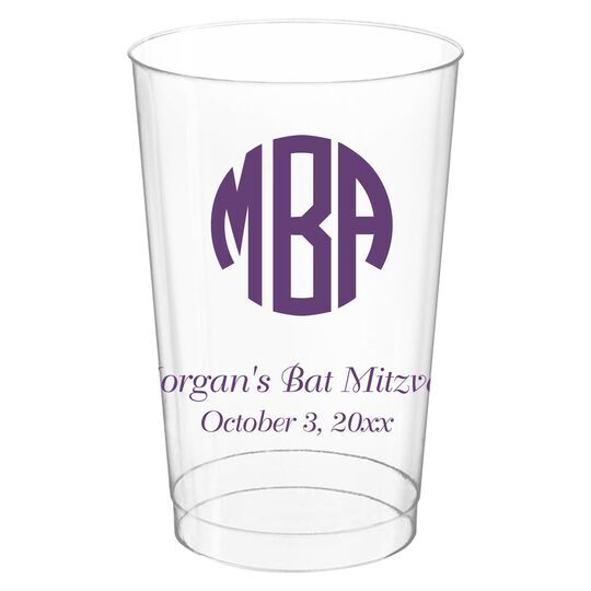 Rounded Monogram with Text Clear Plastic Cups